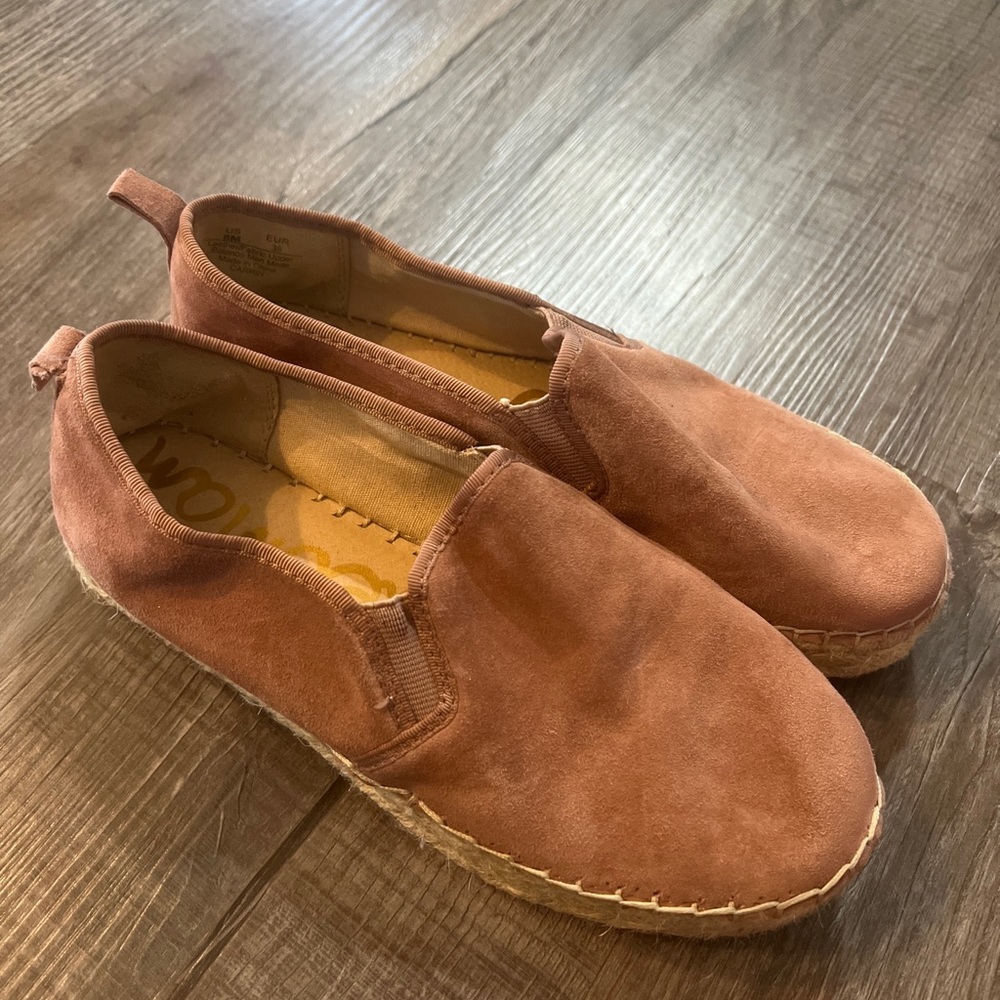 Sam Edelman Pink Carrin Leather Fabric Platform Espadrille Slip On Shoes Size 8